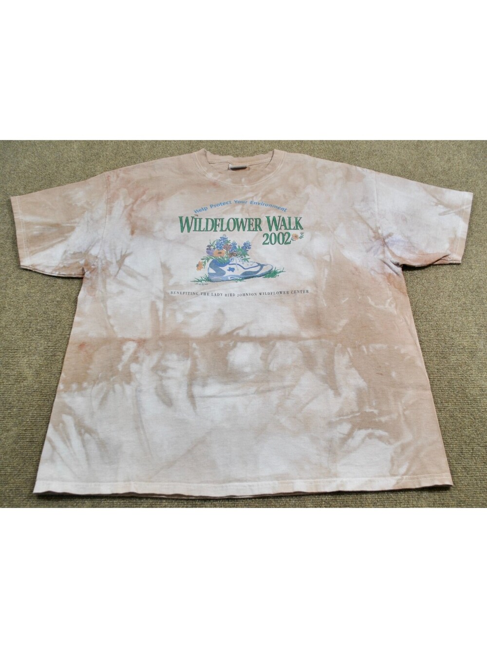 Wildflower Walk 2002 Austin Texas Lady Bird Environment Earth Dye Shirt X-Large